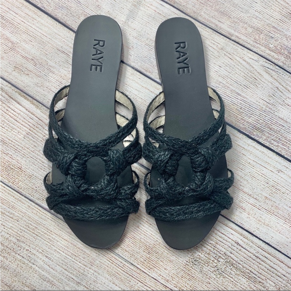 RAYE Black Braided Sandals